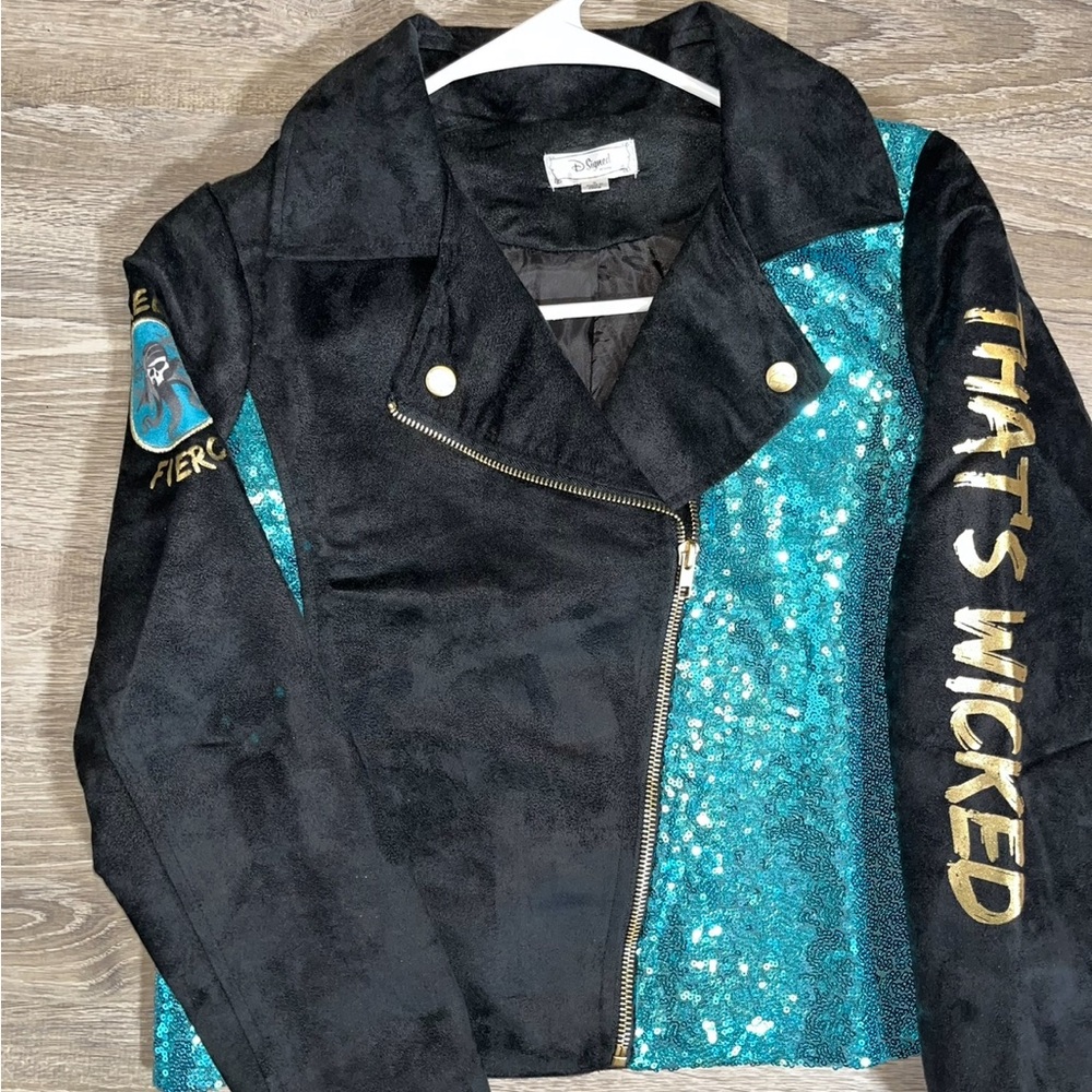 Disney D-Signed descendants Black and Blue Bomber Jacket with Sequined Accents
